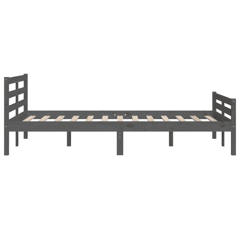 vidaXL Bed Frame without Mattress Grey Solid Wood 150x200 cm King Size King Size