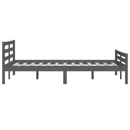 vidaXL Bed Frame without Mattress Grey Solid Wood 150x200 cm King Size King Size