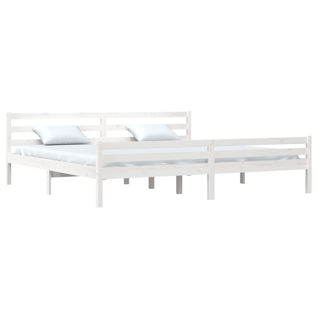 vidaXL Bed Frame | White | Solid Pine Wood, Plywood | Double | Modern