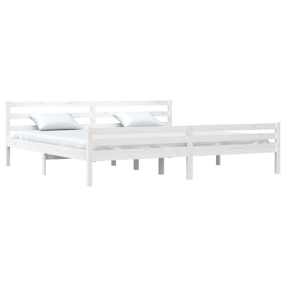 vidaXL Bed Frame | White | Solid Pine Wood, Plywood | Double | Modern