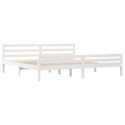 vidaXL Bed Frame | White | Solid Pine Wood, Plywood | Double | Modern