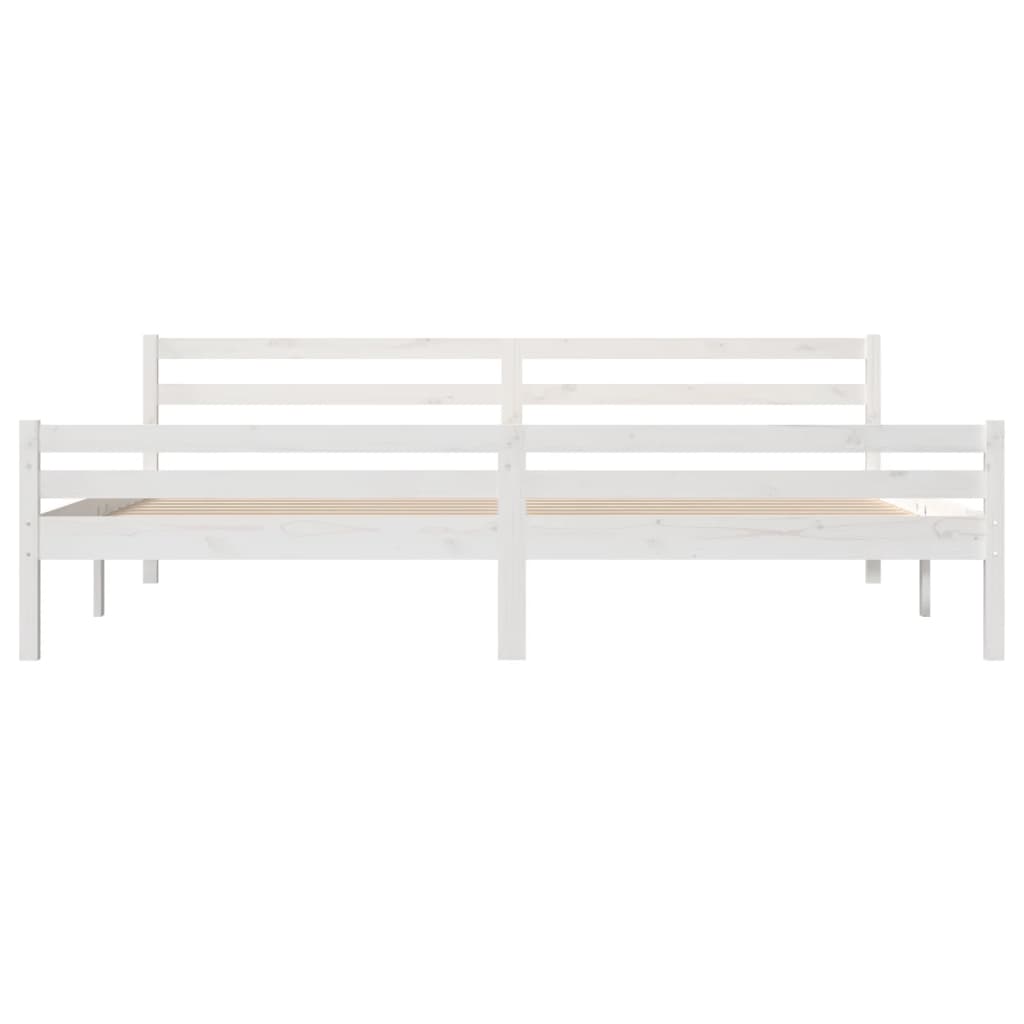 vidaXL Bed Frame | White | Solid Pine Wood, Plywood | Double | Modern