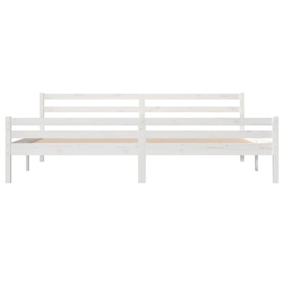 vidaXL Bed Frame | White | Solid Pine Wood, Plywood | Double | Modern