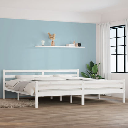 vidaXL Bed Frame | White | Solid Pine Wood, Plywood | Double | Modern