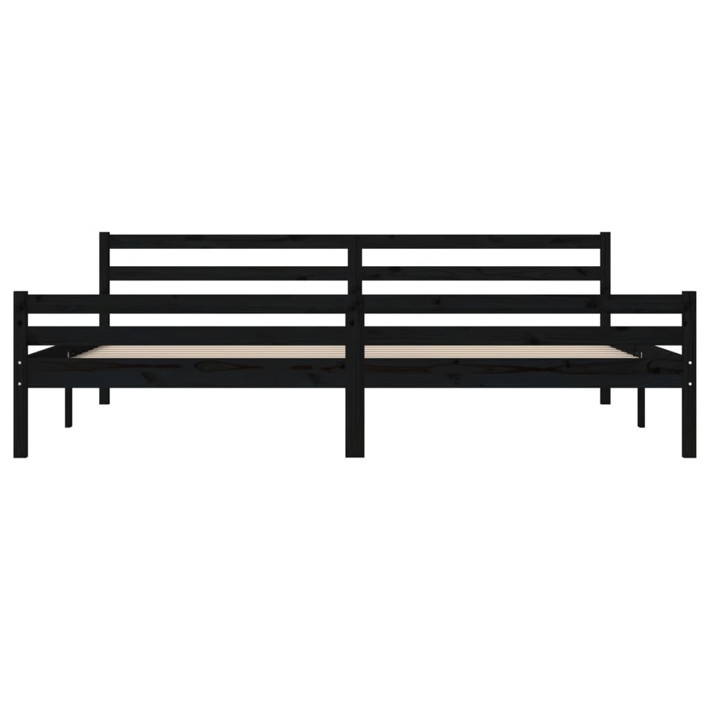 vidaXL Bed Frame without Mattress Black Solid Wood 200x200 cm