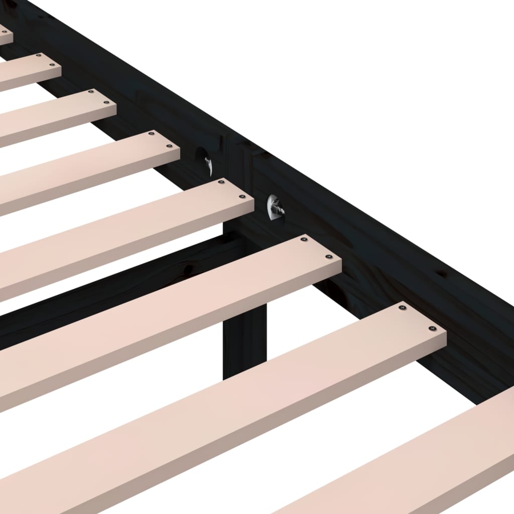 vidaXL Bed Frame without Mattress Black Solid Wood 200x200 cm