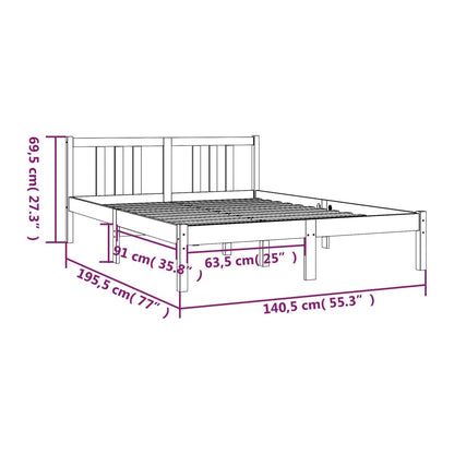 vidaXL Bed Frame without Mattress Solid Wood 135x190 cm Double Double