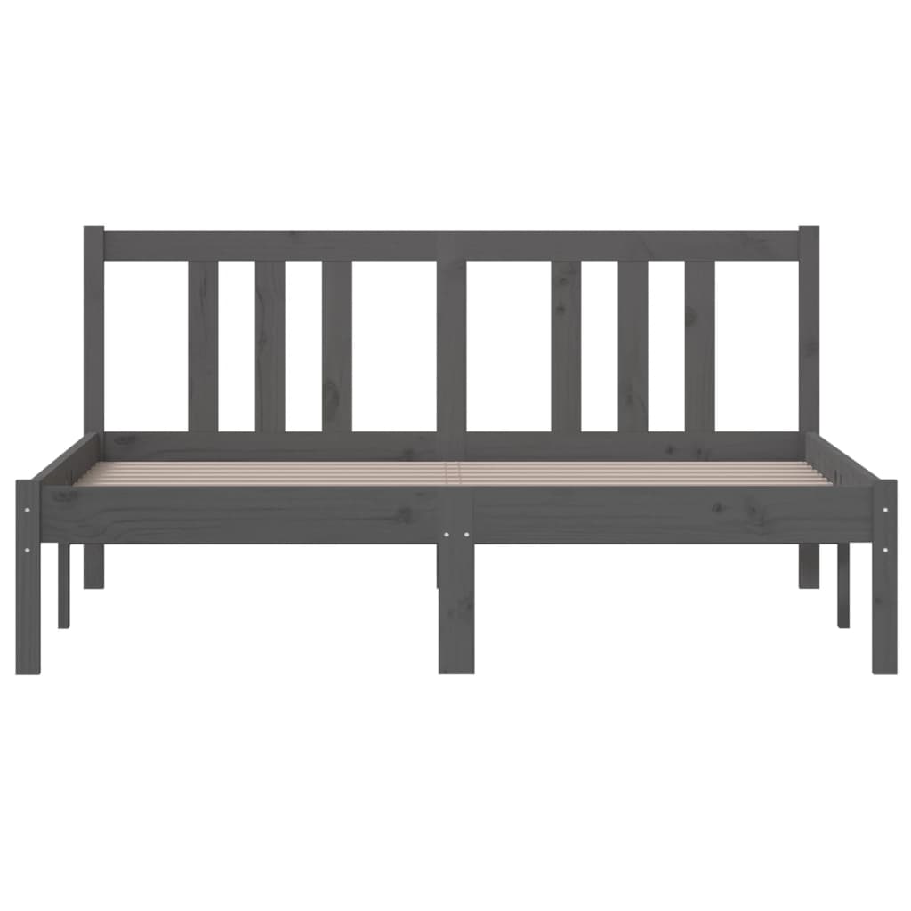 vidaXL Bed Frame without Mattress Grey Solid Wood 135x190 cm Double Double