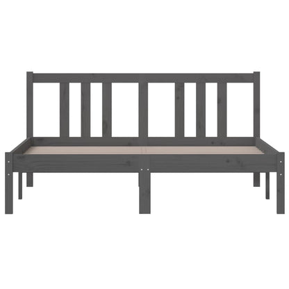 vidaXL Bed Frame without Mattress Grey Solid Wood 135x190 cm Double Double