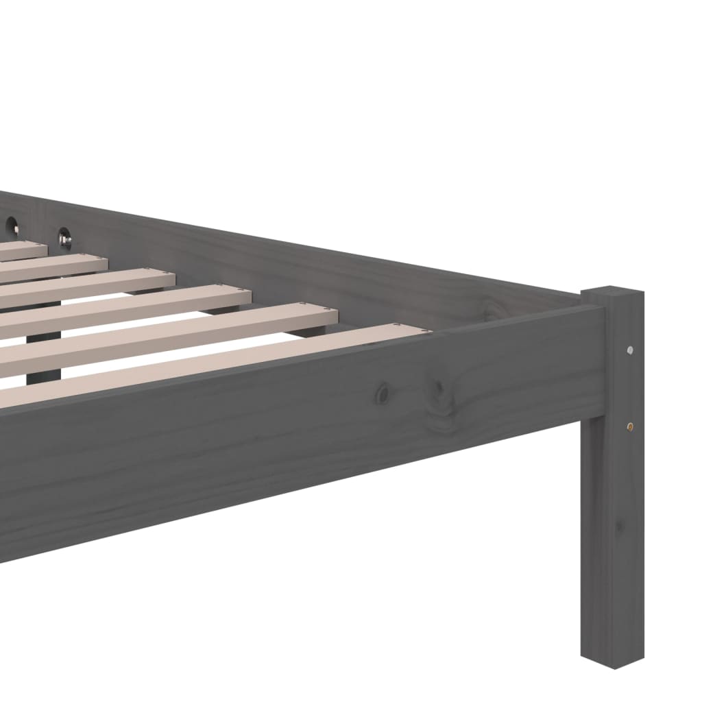 vidaXL Bed Frame without Mattress Grey Solid Wood 135x190 cm Double Double