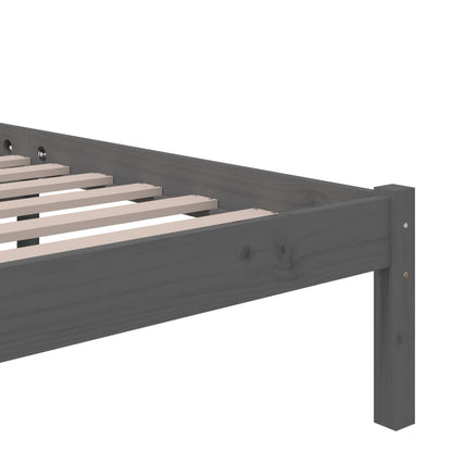 vidaXL Bed Frame without Mattress Grey Solid Wood 135x190 cm Double Double