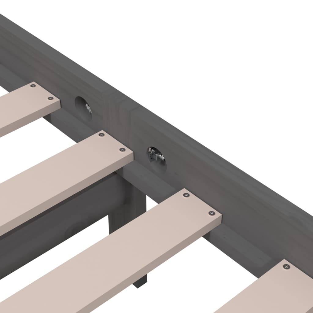 vidaXL Bed Frame without Mattress Grey Solid Wood 135x190 cm Double Double