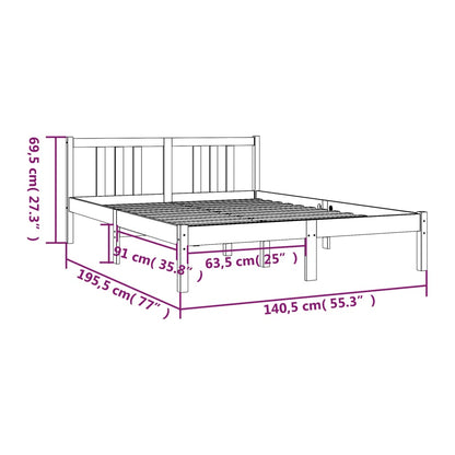 vidaXL Bed Frame without Mattress Grey Solid Wood 135x190 cm Double Double