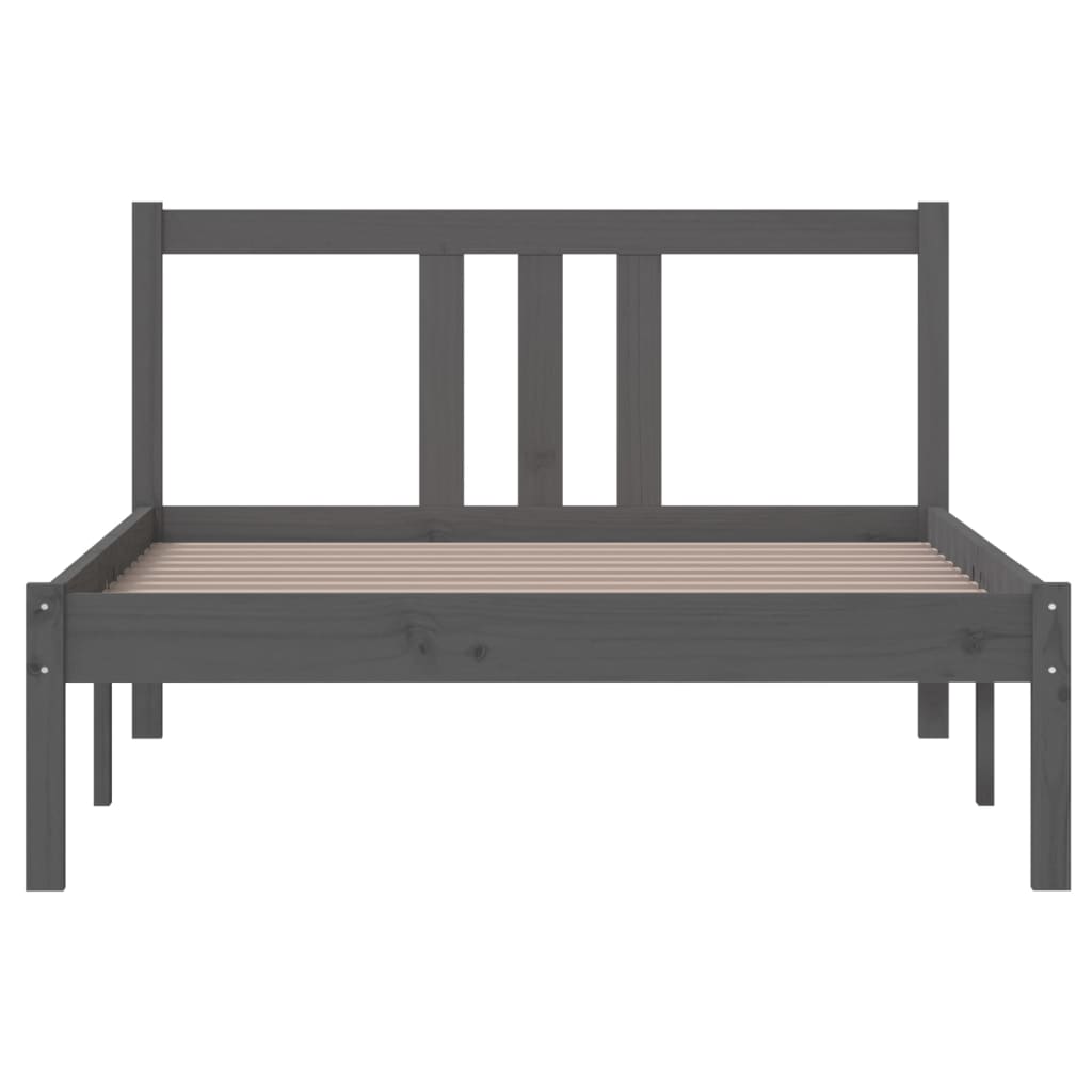 vidaXL Bed Frame | Grey | Solid pine wood | Single |  Simple | Bed Frame