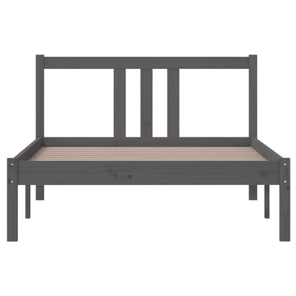 vidaXL Bed Frame | Grey | Solid pine wood | Single |  Simple | Bed Frame
