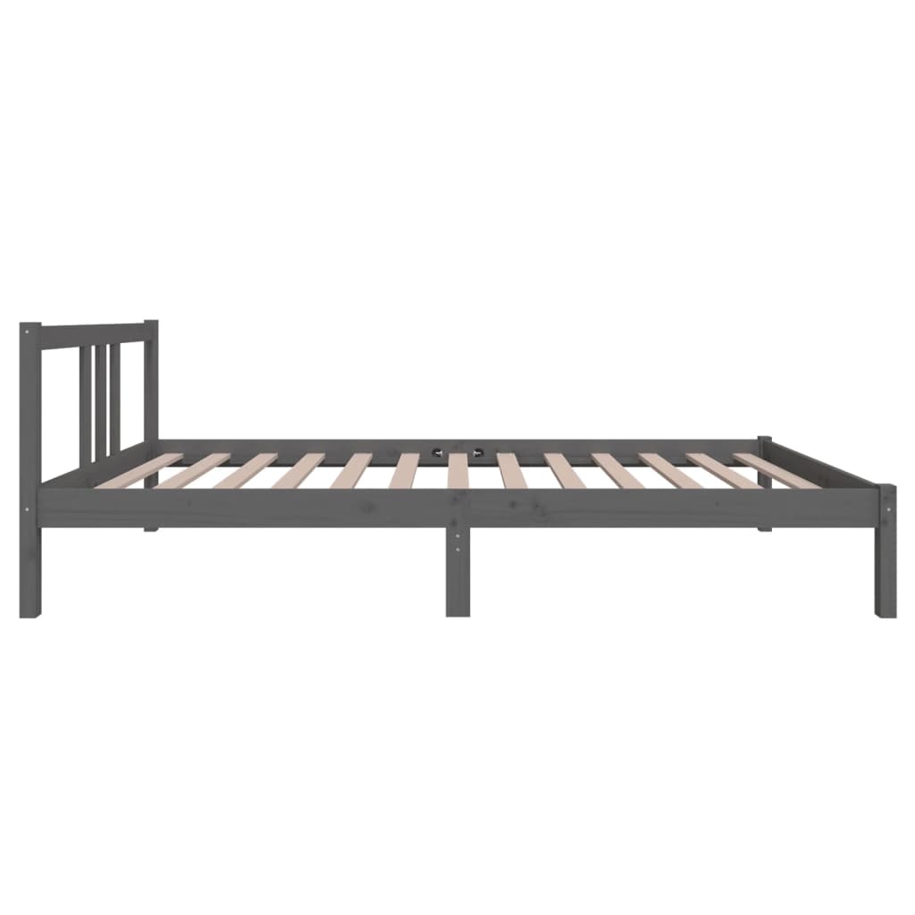 vidaXL Bed Frame | Grey | Solid pine wood | Single |  Simple | Bed Frame