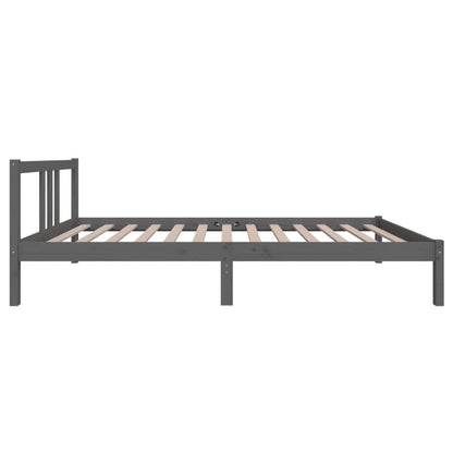 vidaXL Bed Frame | Grey | Solid pine wood | Single |  Simple | Bed Frame