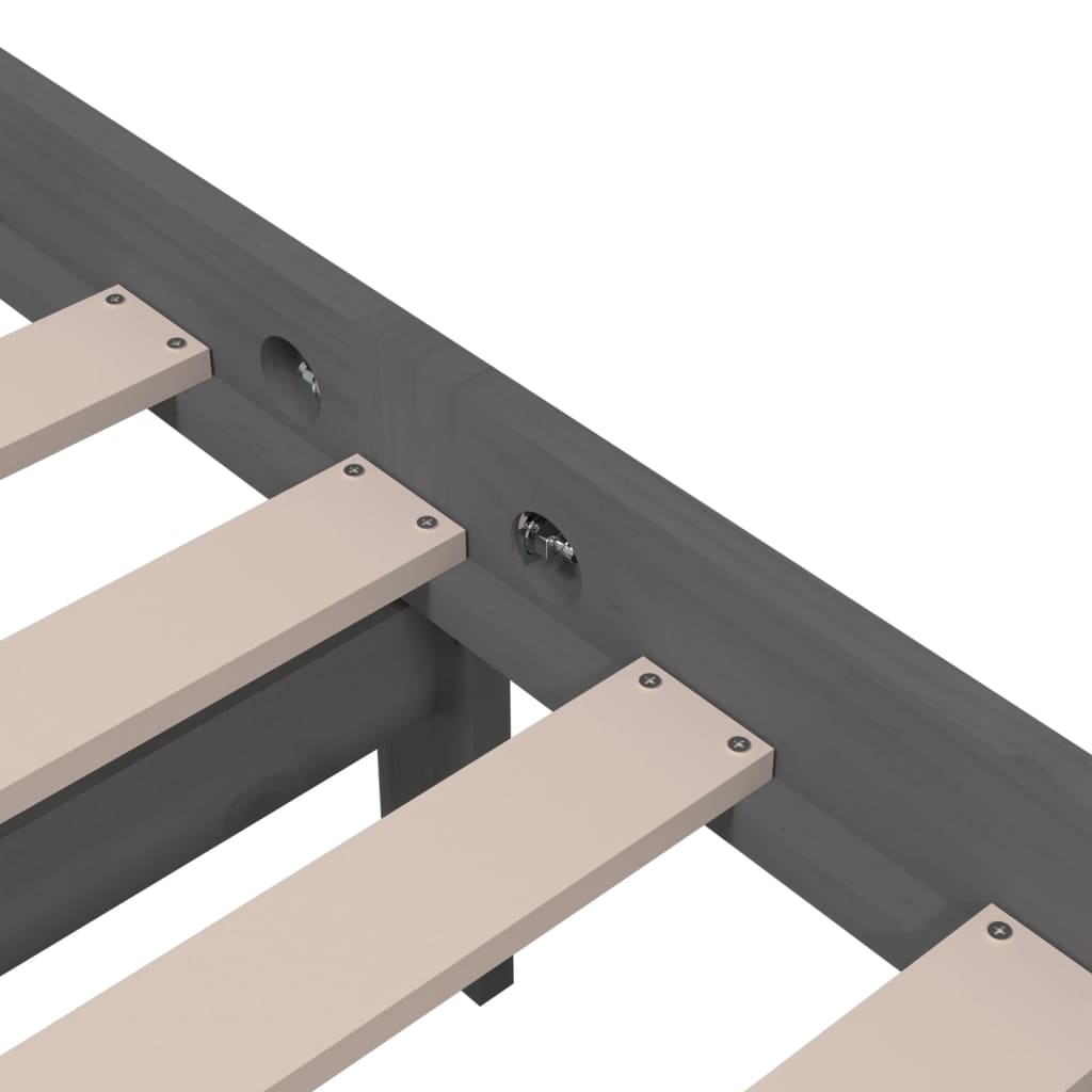 vidaXL Bed Frame | Grey | Solid pine wood | Single |  Simple | Bed Frame