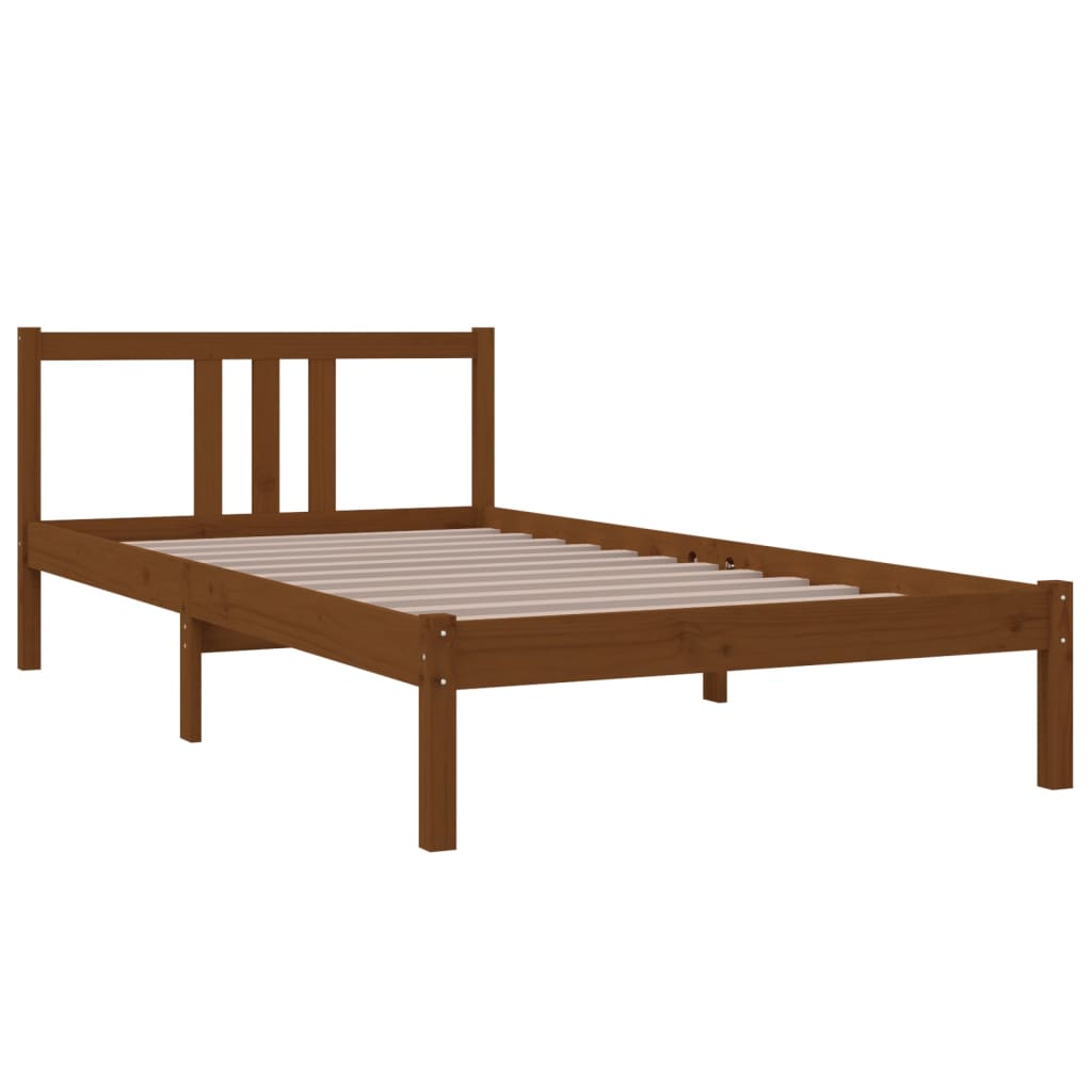 vidaXL Bed Frame | Honey brown | Solid pine wood with plywood slats | Single