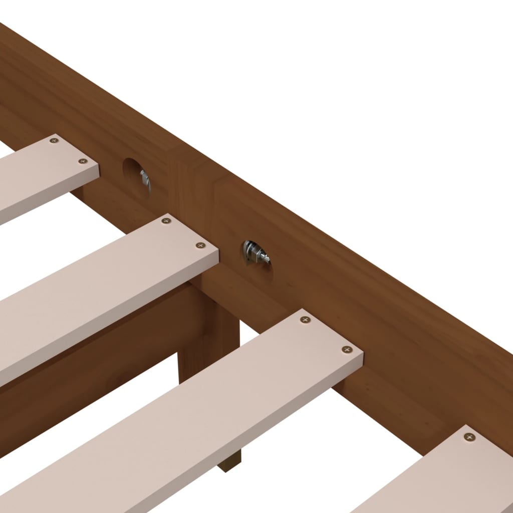 vidaXL Bed Frame | Honey brown | Solid pine wood with plywood slats | Single