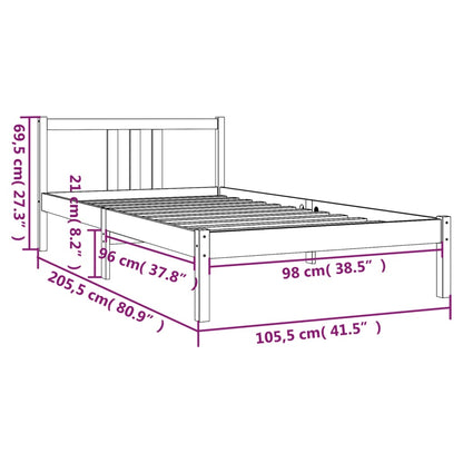 vidaXL Bed Frame | Honey brown | Solid pine wood with plywood slats | Single