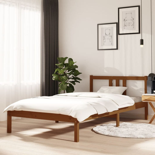 vidaXL Bed Frame | Honey brown | Solid pine wood with plywood slats | Single