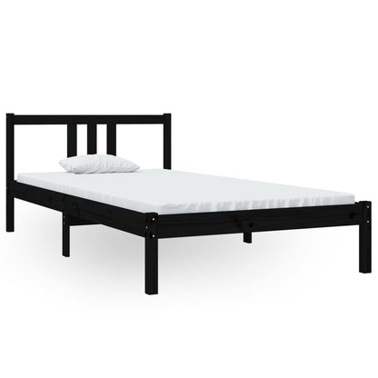 vidaXL Bed Frame | Black | Solid pine wood | Single | Durable | Bed Frame