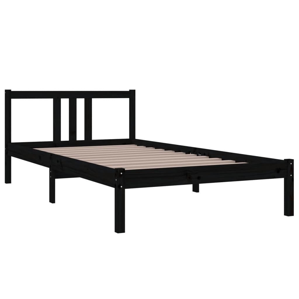 vidaXL Bed Frame | Black | Solid pine wood | Single | Durable | Bed Frame