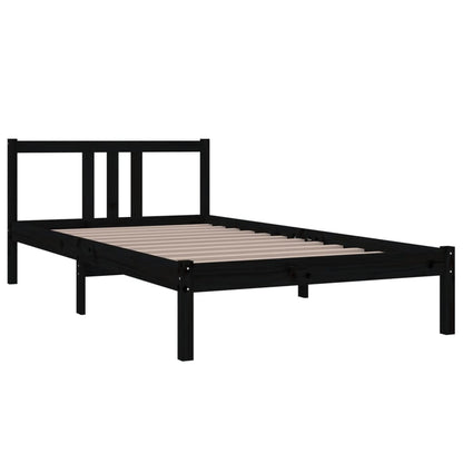 vidaXL Bed Frame | Black | Solid pine wood | Single | Durable | Bed Frame