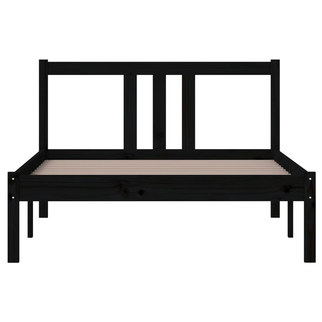vidaXL Bed Frame | Black | Solid pine wood | Single | Durable | Bed Frame