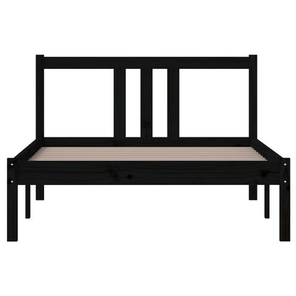 vidaXL Bed Frame | Black | Solid pine wood | Single | Durable | Bed Frame