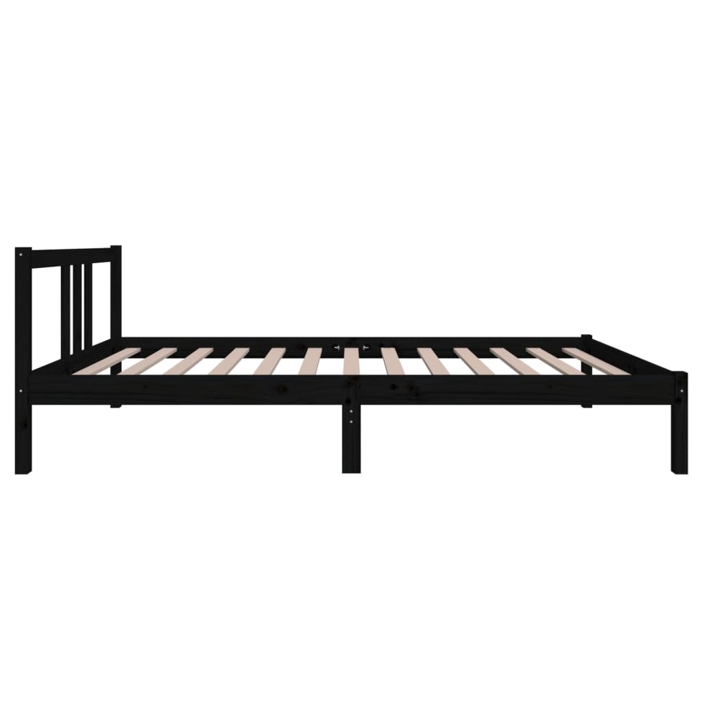 vidaXL Bed Frame | Black | Solid pine wood | Single | Durable | Bed Frame