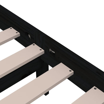 vidaXL Bed Frame | Black | Solid pine wood | Single | Durable | Bed Frame