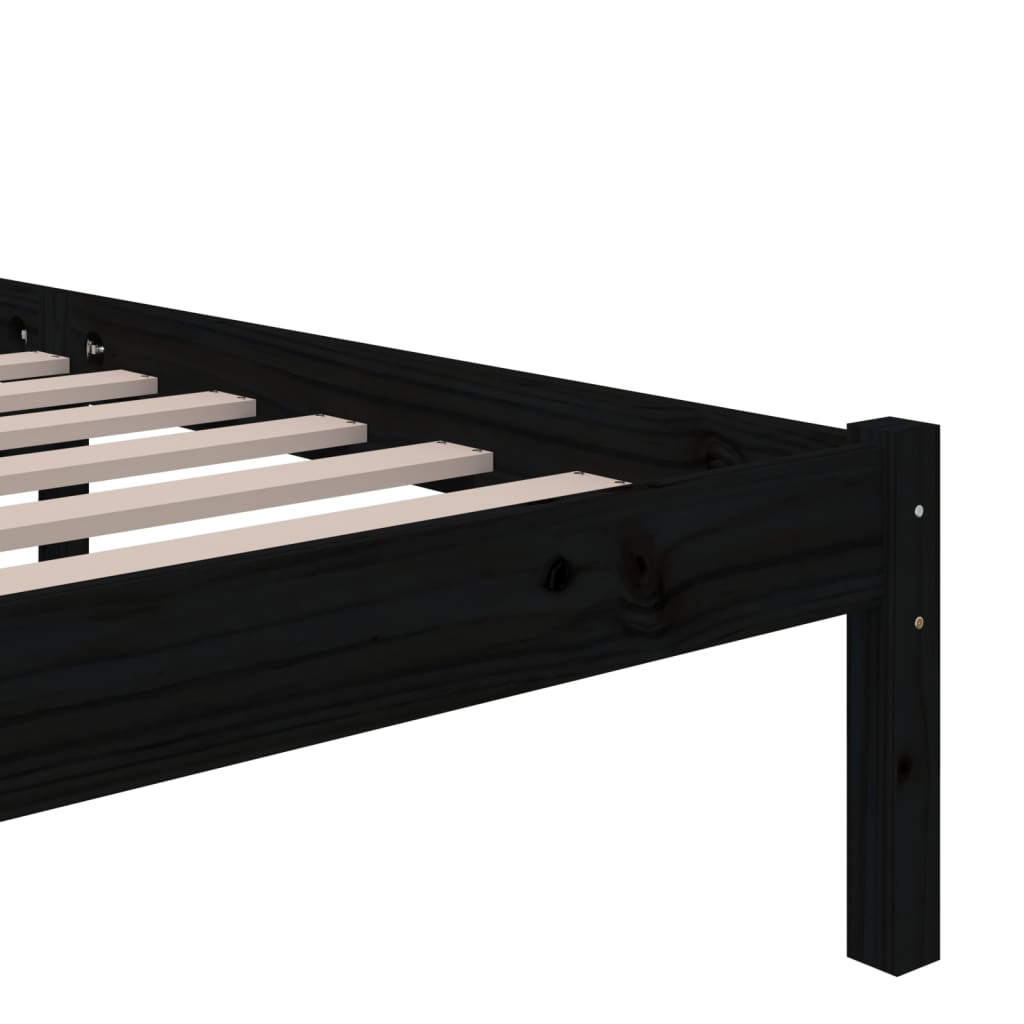 vidaXL Bed Frame | Black | Solid pine wood | Single | Durable | Bed Frame