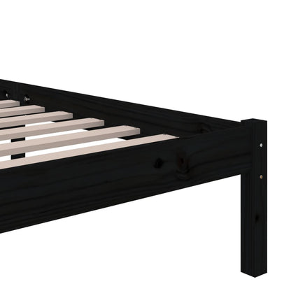 vidaXL Bed Frame | Black | Solid pine wood | Single | Durable | Bed Frame