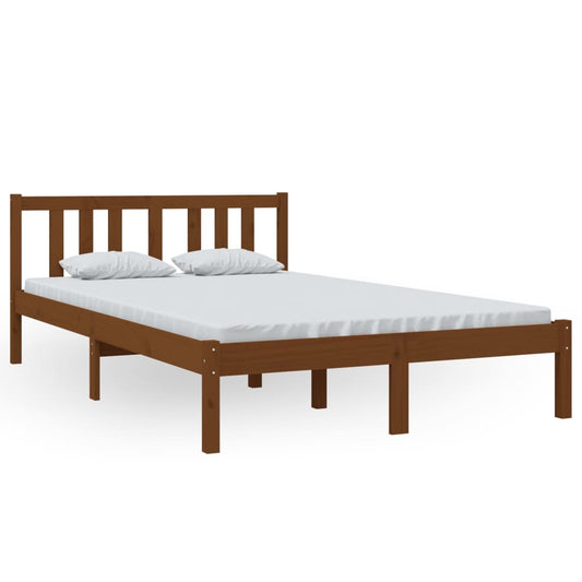 vidaXL Bed Frame | Honey brown | Solid pinewood | Double | Durable | Bed Frame