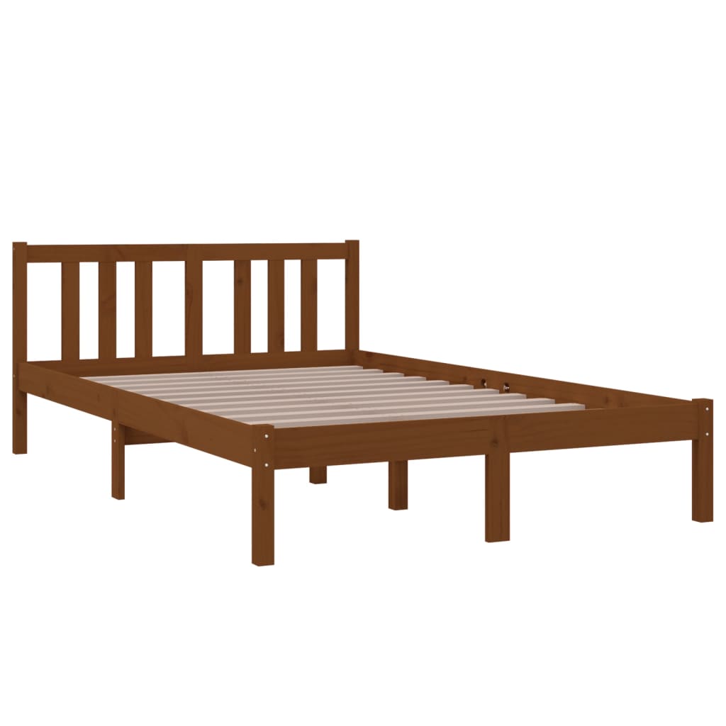 vidaXL Bed Frame | Honey brown | Solid pinewood | Double | Durable | Bed Frame