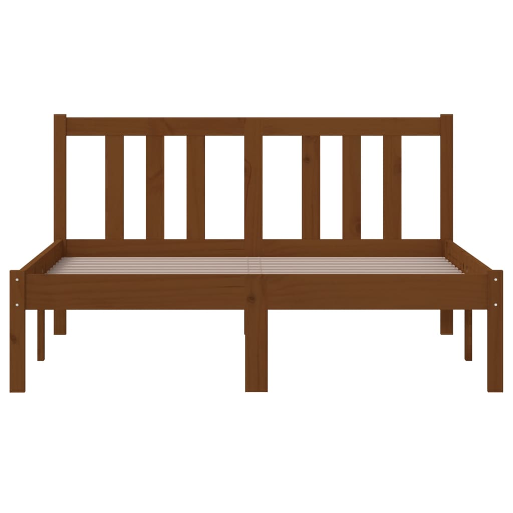 vidaXL Bed Frame | Honey brown | Solid pinewood | Double | Durable | Bed Frame