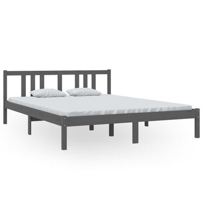 vidaXL Bed Frame without Mattress Grey Solid Wood 150x200 cm King Size King Size