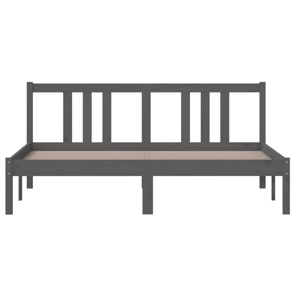 vidaXL Bed Frame without Mattress Grey Solid Wood 150x200 cm King Size King Size