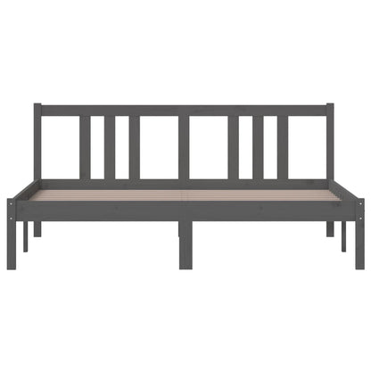 vidaXL Bed Frame without Mattress Grey Solid Wood 150x200 cm King Size King Size