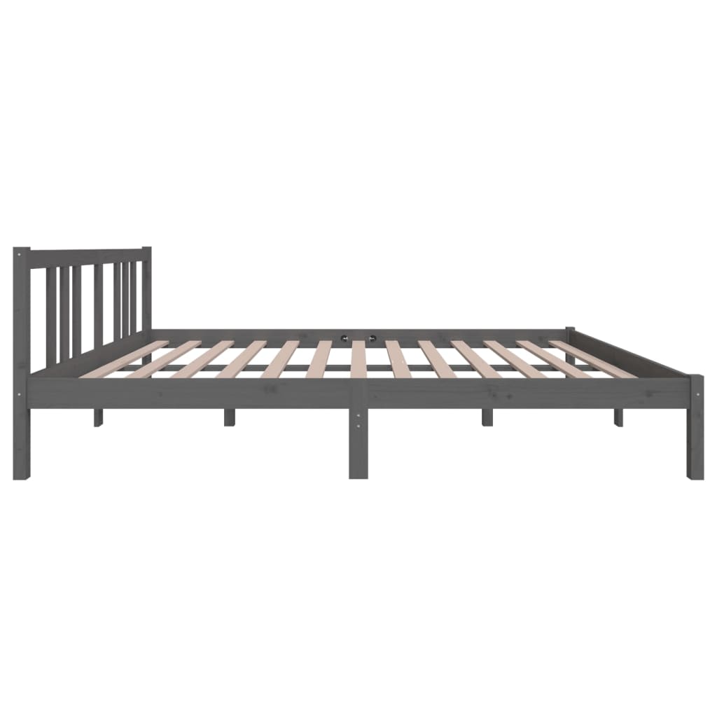 vidaXL Bed Frame without Mattress Grey Solid Wood 150x200 cm King Size King Size