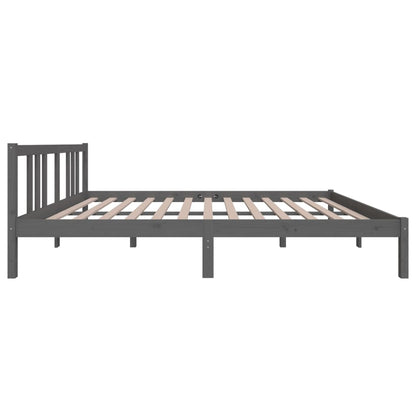 vidaXL Bed Frame without Mattress Grey Solid Wood 150x200 cm King Size King Size
