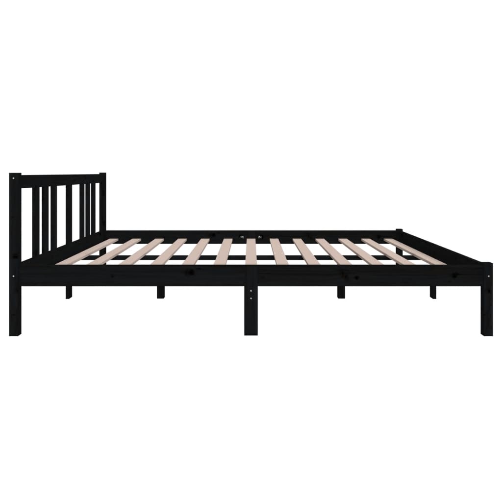 vidaXL Bed Frame without Mattress Black Solid Wood 150x200 cm King Size King Size