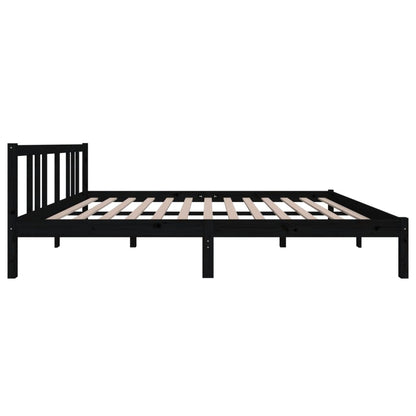 vidaXL Bed Frame without Mattress Black Solid Wood 150x200 cm King Size King Size