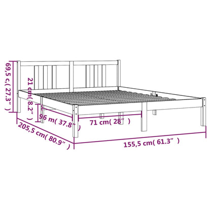 vidaXL Bed Frame without Mattress Black Solid Wood 150x200 cm King Size King Size