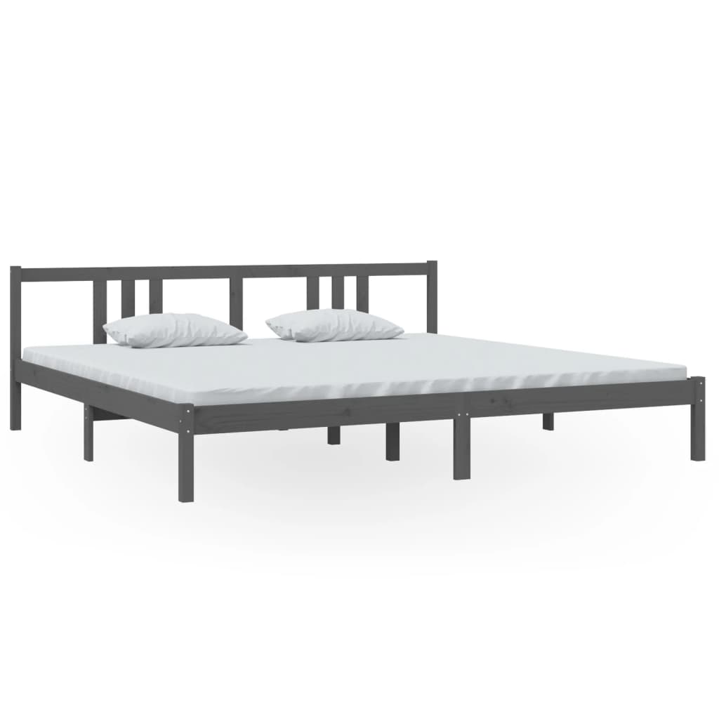 vidaXL Bed Frame | Grey | Solid Pinewood | 200x200 cm | Bed Frame | Rectangular