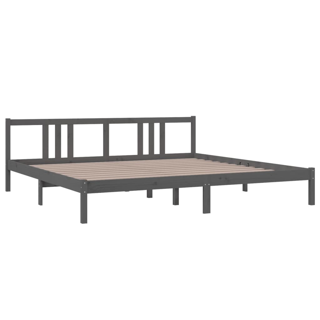 vidaXL Bed Frame | Grey | Solid Pinewood | 200x200 cm | Bed Frame | Rectangular