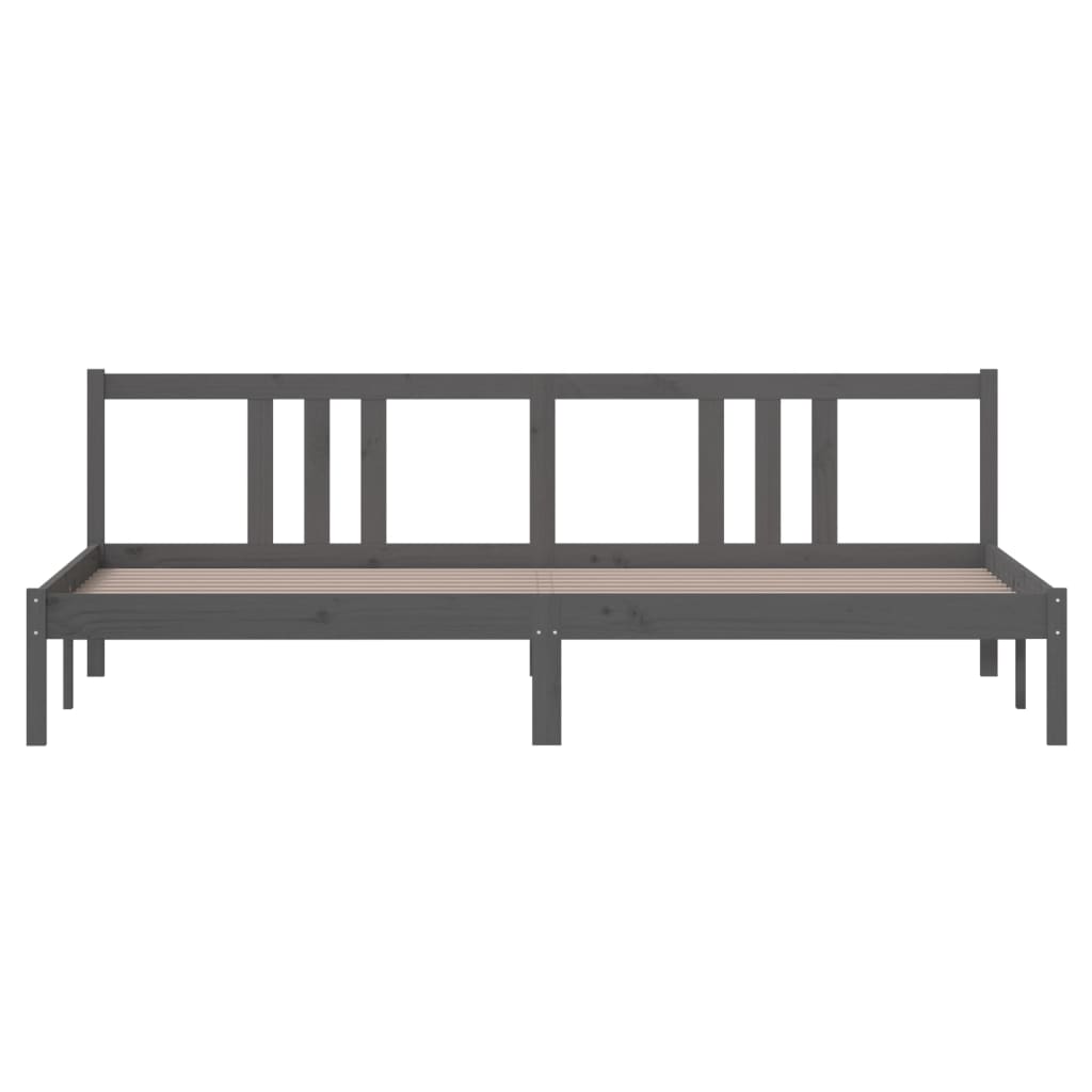 vidaXL Bed Frame | Grey | Solid Pinewood | 200x200 cm | Bed Frame | Rectangular