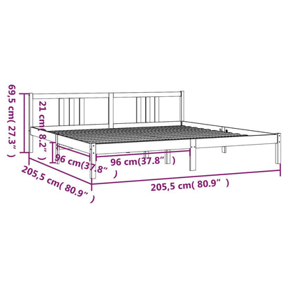 vidaXL Bed Frame | Grey | Solid Pinewood | 200x200 cm | Bed Frame | Rectangular